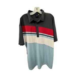 Sligo Golf Shirt XL Gray Red White Light Blue Polo Short Sleeve CA57420